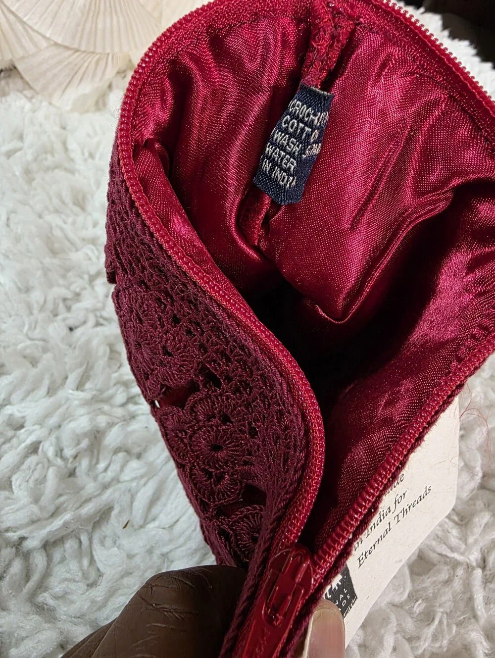 Eternal Thread Crochet Clutch/Makeup Bag in Burgundy/Red